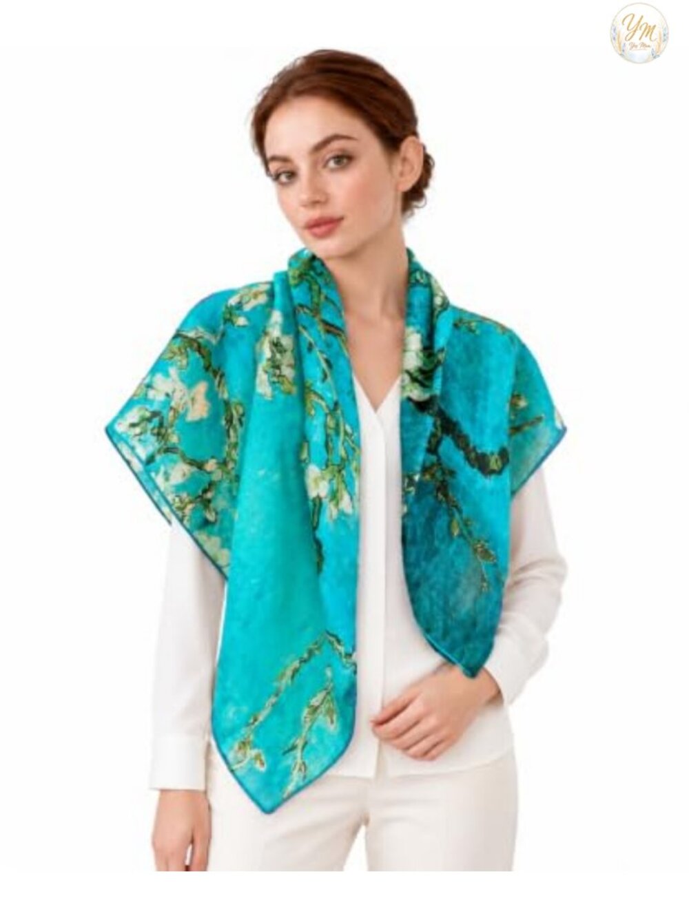 Lightweight 100% Wool 36x36 Square Scarf Art Print Wrap